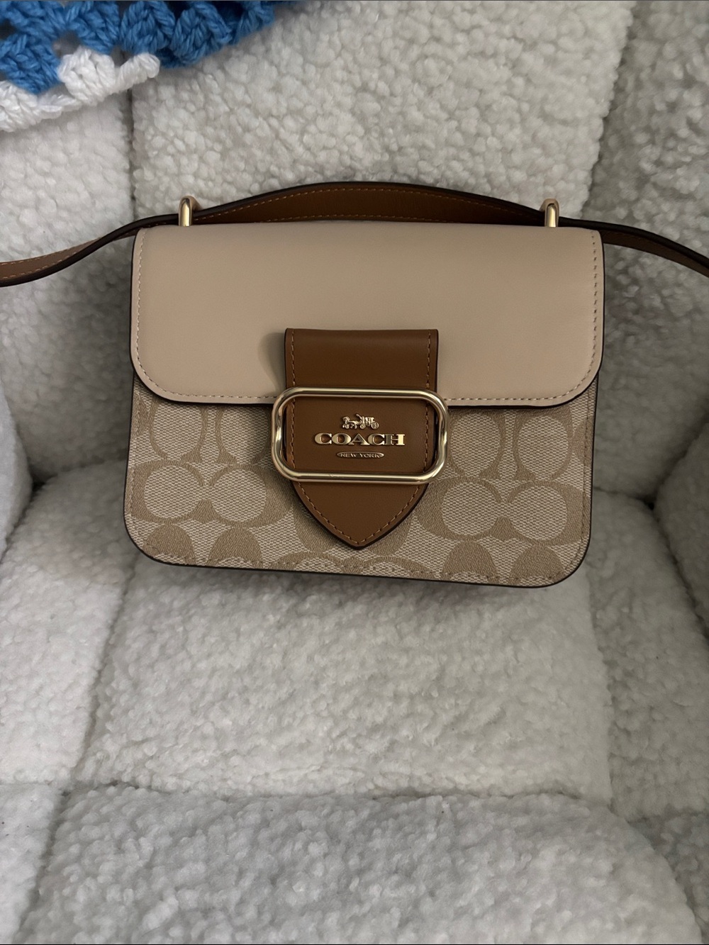 Coach Two-Tone Beige & Brown Signature Crossbody